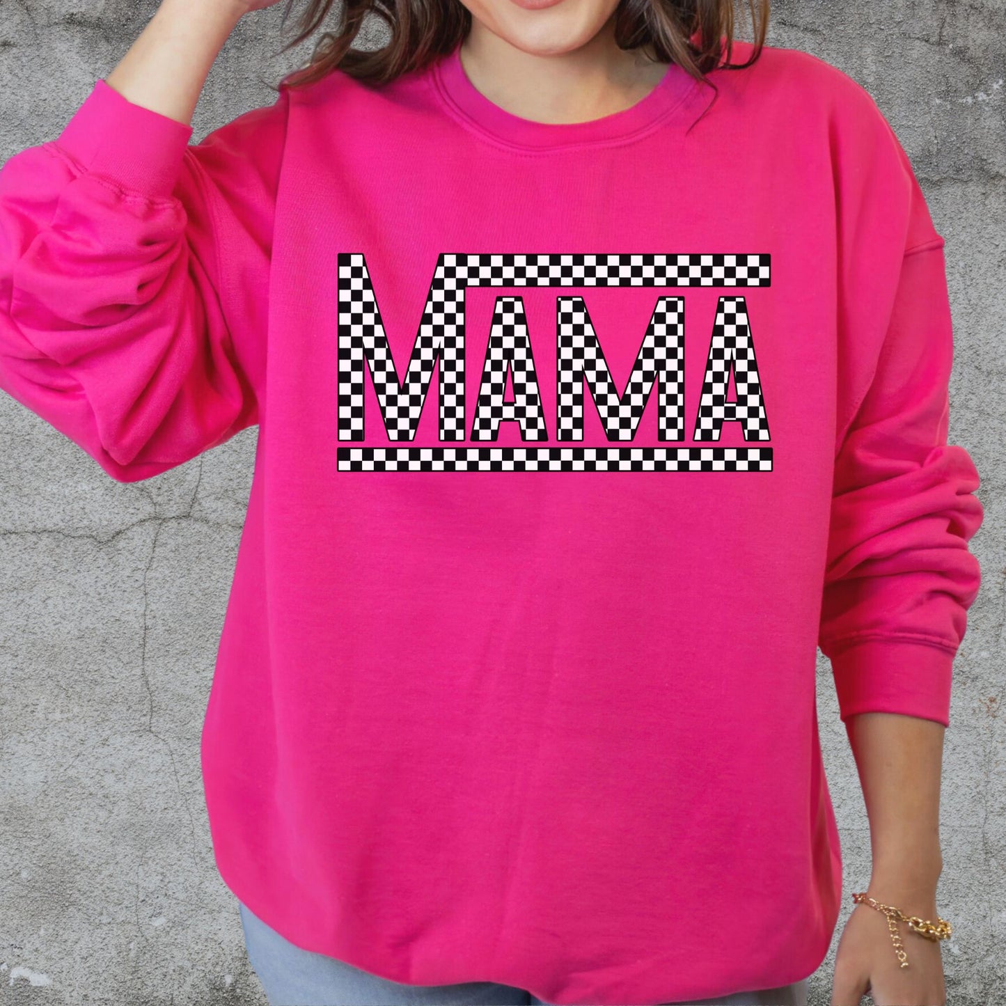 Checkered Mama Crewneck Sweatshirt