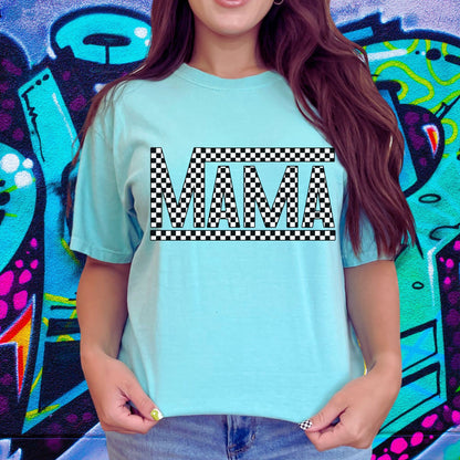 Comfort Colors Mama Graphic Tee, Oversized Graphic Tshirt for Mom, Checkered Mama T-shirt, Vans Inspired Mom shirt