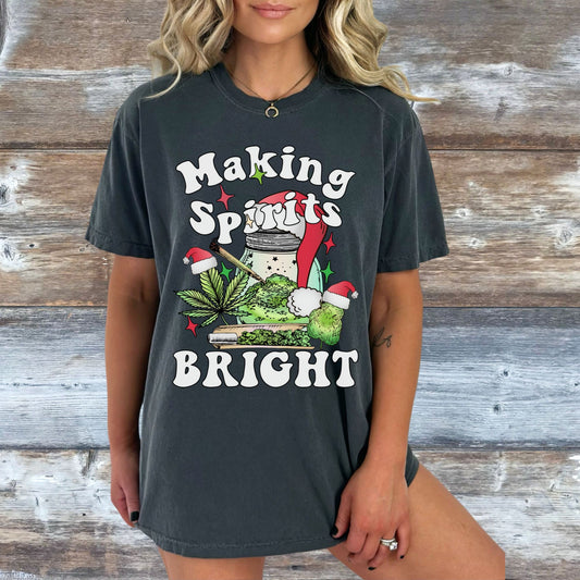 420 Christmas Shirt, Comfort Colors Christmas shirt, gift for pot smoker, funny Christmas shirt for women, weed Christmas Tee