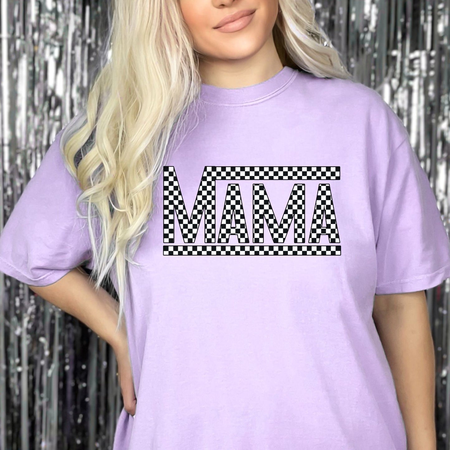 Comfort Colors Mama Graphic Tee, Oversized Graphic Tshirt for Mom, Checkered Mama T-shirt, Vans Inspired Mom shirt