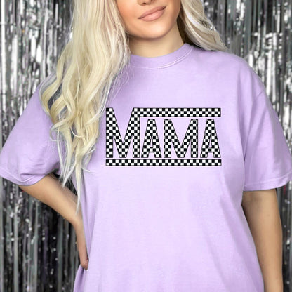 Comfort Colors Mama Graphic Tee, Oversized Graphic Tshirt for Mom, Checkered Mama T-shirt, Vans Inspired Mom shirt